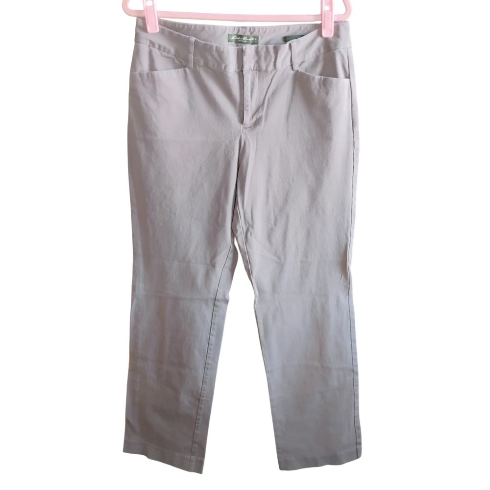 Eddie Bauer Mercer Fit Pants Womens 10 Taupe‎ Gray Straight Leg Stretch Chino